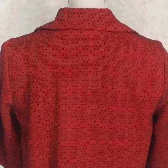 Coldwater Creek Women Red/Black Patterned 3/4 Sleeve Jacket Size S - Picture 3 of 8